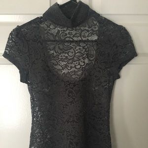 Express gray lace mock- turtleneck